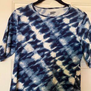 Lands’ End SunShade UPF 50 Tie-Dye Rash Guard Swim Top Small